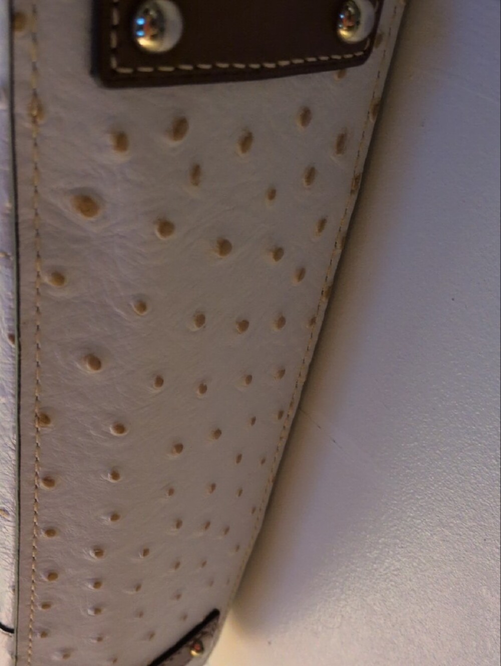 Dooney & Bourke White Ostrich-Embossed Tote with Tan Straps Dust Bag  Included! - Picture 6 of 16